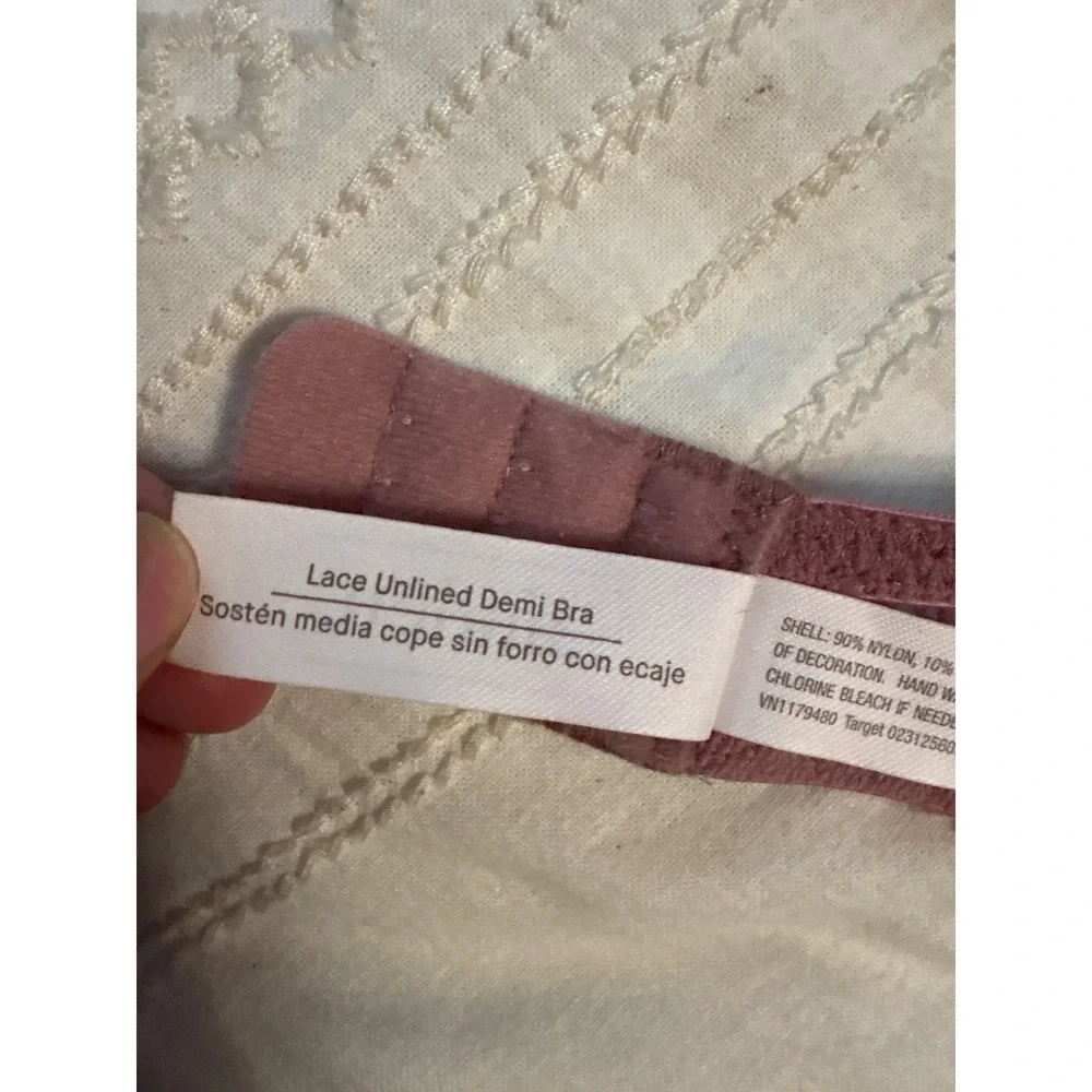 NEW Auden Dark Mauve Lace Unlined Demi‎ Underwire Bra, Size 32B